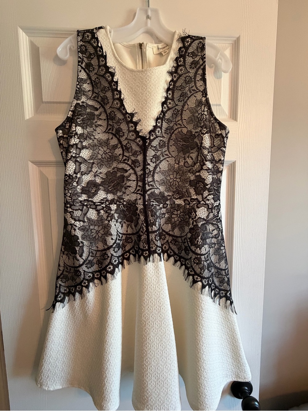 Francesca's Collections Black and White Asymmetrical Sheath Dress